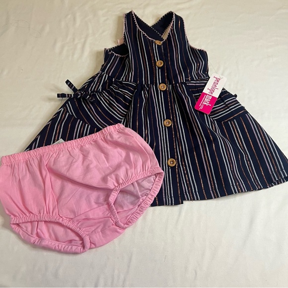 Penelope Mack Other - Penelope Mack Navy and Pink Striped Dress With Bloomers